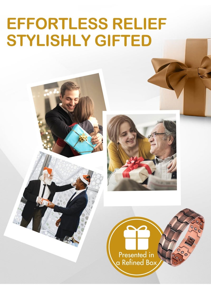 Men's Copper Bracelet, 3x Stronger 99.99% Pure Copper Magnetic Bracelet with Magnets, Adjustable Length, and Sizing Tool - Image 4