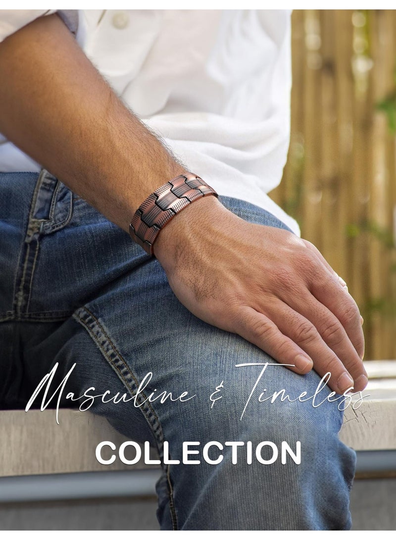 Men's Copper Bracelet, 3x Stronger 99.99% Pure Copper Magnetic Bracelet with Magnets, Adjustable Length, and Sizing Tool - Image 5