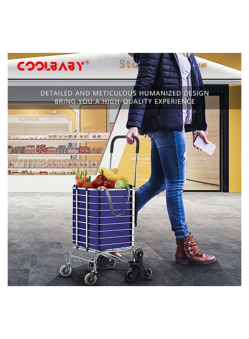 Cool Baby COOLBABY Shopping Carts,Grocery Carts,Family Carts,With Cover Oxford Cloth Bags,Triangle Wheel,For Parents,Old People Out Shopping,Orange - Image 5