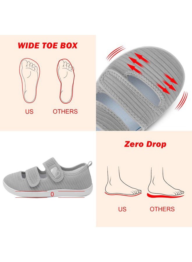 Besroad Women's Comfortable Working Nurse Shoes Non-Slip Adjustable Breathable Walking Buffer Fitness Casual Barefoot Shoes Arthritis Diabetic Heel Pain 8Wide Light Grey - Image 4