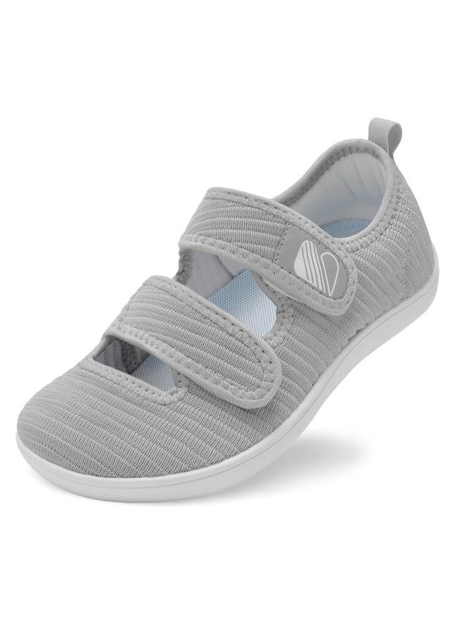 Besroad Women's Comfortable Working Nurse Shoes Non-Slip Adjustable Breathable Walking Buffer Fitness Casual Barefoot Shoes Arthritis Diabetic Heel Pain 8Wide Light Grey - Image 1