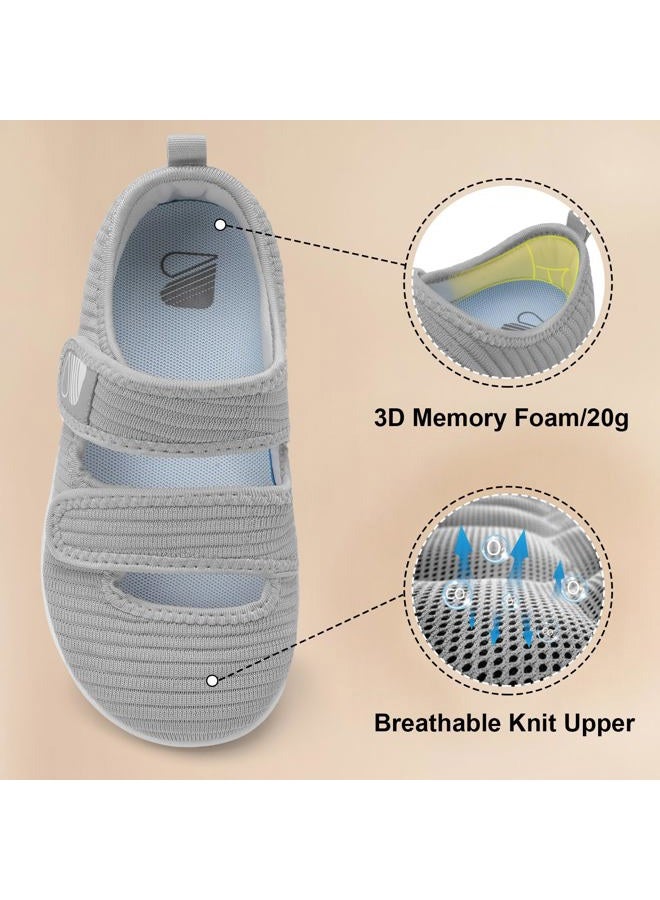 Besroad Women's Comfortable Working Nurse Shoes Non-Slip Adjustable Breathable Walking Buffer Fitness Casual Barefoot Shoes Arthritis Diabetic Heel Pain 8Wide Light Grey - Image 5