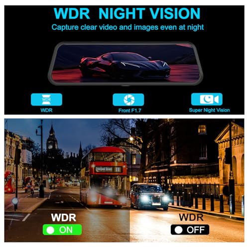 Aprilboy Mirror Dash Cam 4K Front and 2.5K Rear, IMX415 Rearview Mirror Camera for Cars, 5.8GHz WiFi, WDR, G-Sensor, Night Vision, Reverse Assist, Included 64GB Card - Image 3