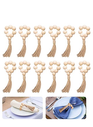 Napkin Rings Set of 12, Handmade Wood Bead Napkin Holder Ring with Rope Tassel Tabletop Decor for Dinning Table Setting, Party, Wedding, Family Gatherings - pzsku/ZB9655FA2E7B372E9FBE1Z/45/_/1716964624/e75354ea-c288-4cbe-8aea-34cfe7356359