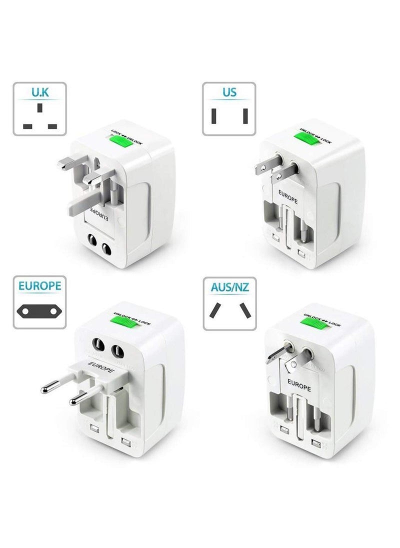 Universal Travel Adapter , World Travel Power Plug With 2 USB, All In One Travel Plug Adapter For EU/US/UK/AU Compatible With iPhone/Samsung (White) - Image 5
