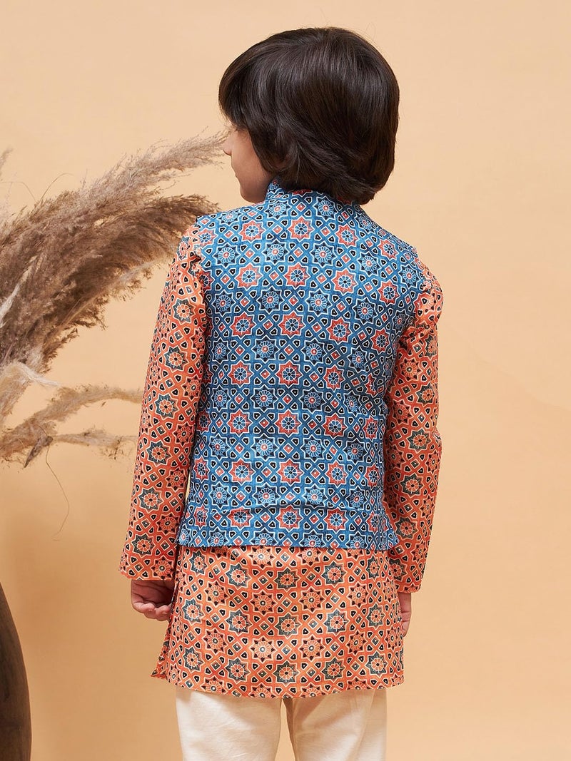VASTRAMAY Boys' Blue Nehru Jacket – Traditional Ethnic Wear for Navratri, Garba, Dandiya & Festive Celebrations - Image 4