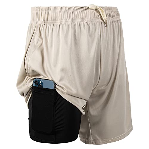 Ultra Performance 3 Pack Mens 2 in 1 Athletic Running Shorts 7 inch Inseam Workout Gym Compression Shorts for Men - Image 4