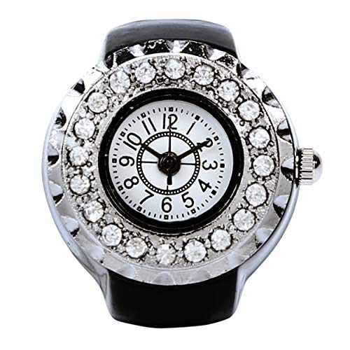 YouBella Jewellery Crystal Unisex Finger Ring Watch for Girls/Women/Men/Boys (Black) - Image 2