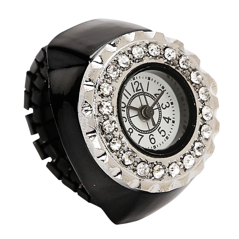 YouBella Jewellery Crystal Unisex Finger Ring Watch for Girls/Women/Men/Boys (Black) - Image 4