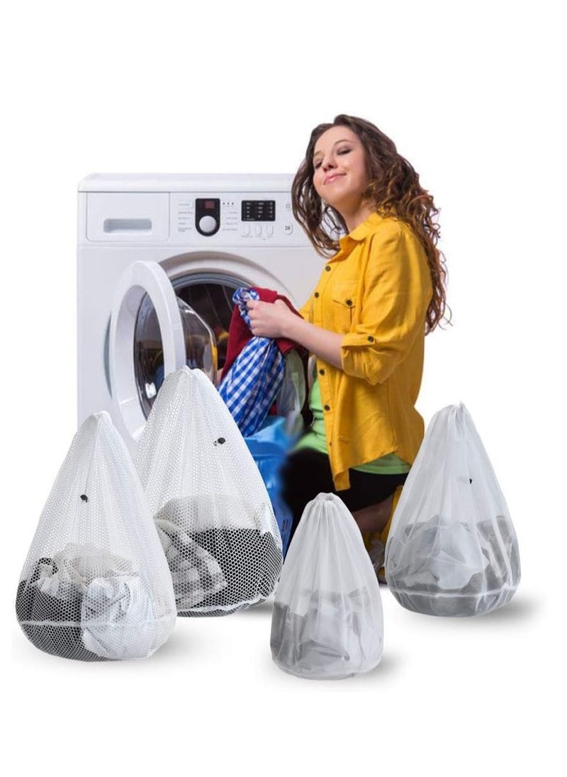 SYOSI - Mesh Laundry Bags Pack of 4 Durable Drawstring Laundry Washing Bags for Delicates Garments Lingerie Socks Bras and Baby Clothes (Coarse & Fine Mesh) - Image 1