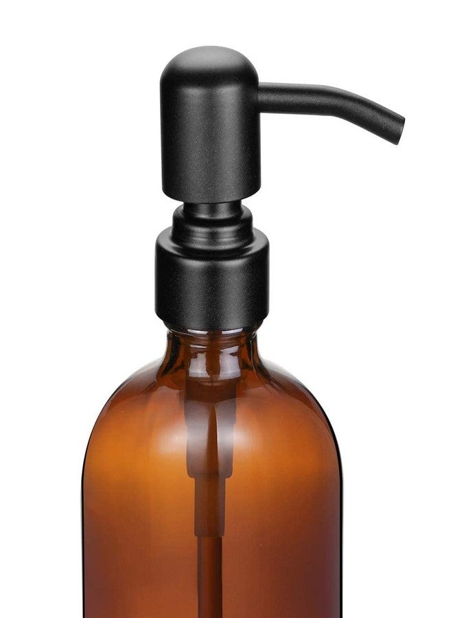 CHBKT 2pcs 8oz Amber Glass Jar Soap Dispenser with Matte Black Pump,Round Bottle with Pump, Bathroom Soap Dispenser Set for Farmhouse Home Kitchen Decor (Amber Glass - Matte Black Pump) - Image 2