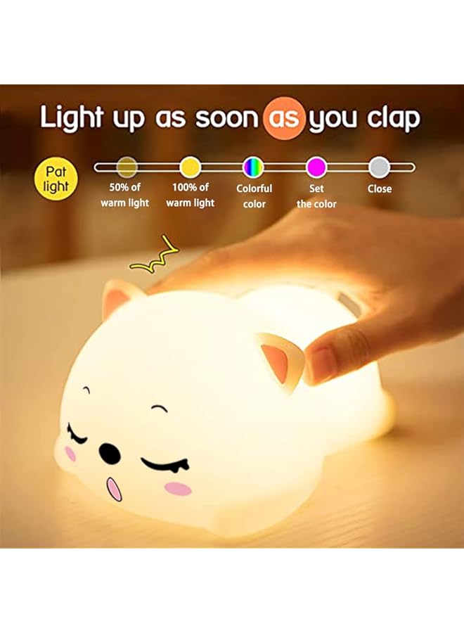 The Bros Sleeping Cat Lamp with Remote Control Silicone Kitty Night Light for Kids Toddler Baby Girls Rechargeable Cute Kawaii Nightlight - Image 4