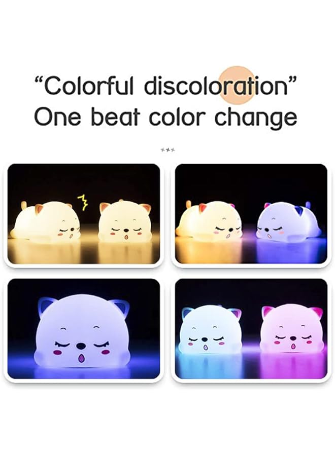 The Bros Sleeping Cat Lamp with Remote Control Silicone Kitty Night Light for Kids Toddler Baby Girls Rechargeable Cute Kawaii Nightlight - Image 5