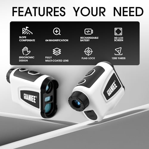 GUANIEE Golf Range Finder with Slope 600/1000YDS, 6X Magnification, 1 Yard Accuracy, Rechargeable Laser Range Finder White 600Y - Image 2