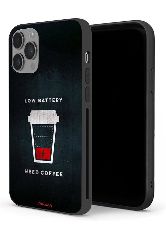 Tolwak Apple iPhone 14 Pro Protective Case Low Battery Need Coffee  - Image 1