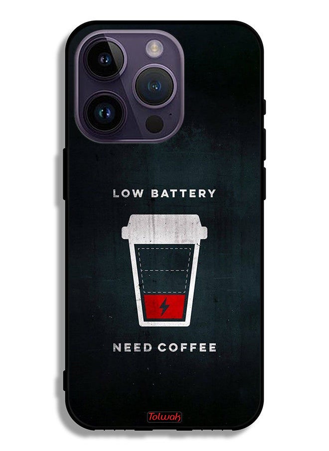 Tolwak Apple iPhone 14 Pro Protective Case Low Battery Need Coffee  - Image 2