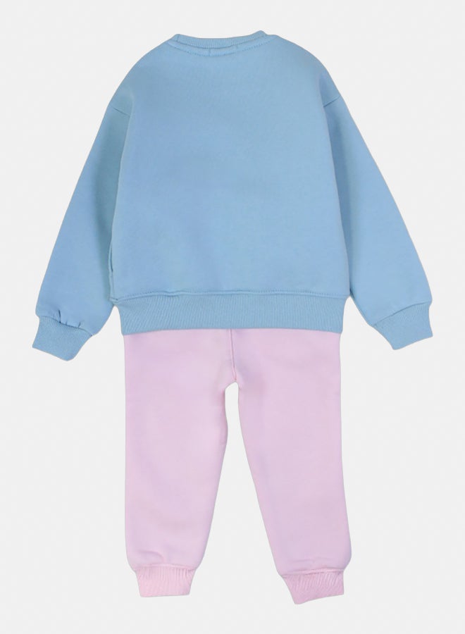 Our kids Girls cotton Pajama Set –  Mint/Pink with "Penguin" Design - Image 2