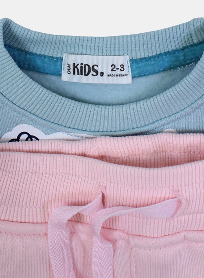 Our kids Girls cotton Pajama Set –  Mint/Pink with "Penguin" Design - Image 3