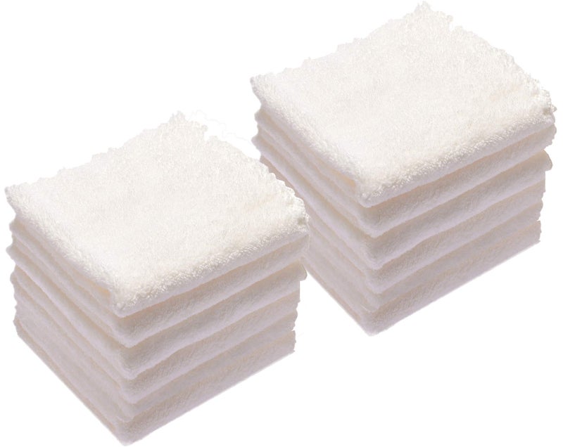Kyapoo Baby Washcloths 12 Pack 12x12 Inches Microfiber Coral Fleece Extra Absorbent and Soft for Newborns Infants and ToddlersWhite
