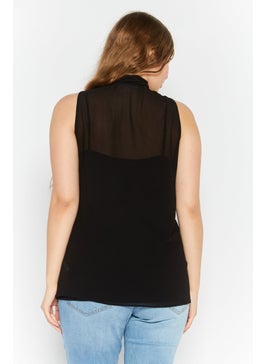 Women Tie Neck Sleeveless Plain Top, Black - pzsku/ZB9659E28F5C4FF546625Z/45/_/1737642402/6b7cec40-9891-4f6d-aec8-920d68f0ef5c