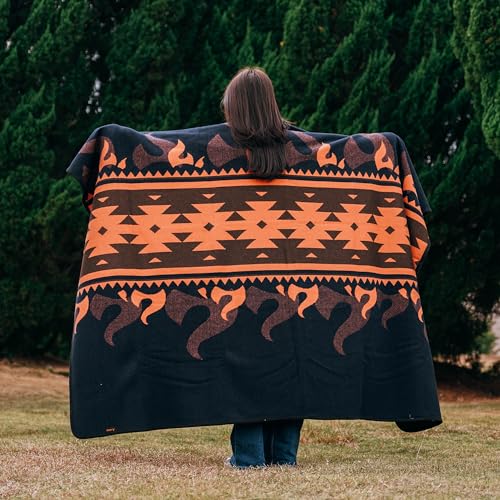 ACUSHLA Merino Wool Blanket - Soft Warm Thick Washable Large Bed Couch Camping Outdoor Travel Throw Blanket All Weather, Flame Blue 79X63 - Image 1
