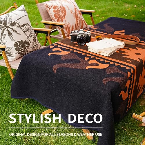 ACUSHLA Merino Wool Blanket - Soft Warm Thick Washable Large Bed Couch Camping Outdoor Travel Throw Blanket All Weather, Flame Blue 79X63 - Image 3
