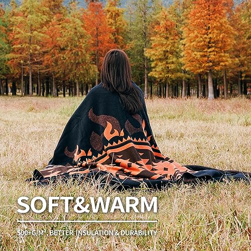 ACUSHLA Merino Wool Blanket - Soft Warm Thick Washable Large Bed Couch Camping Outdoor Travel Throw Blanket All Weather, Flame Blue 79X63 - Image 2