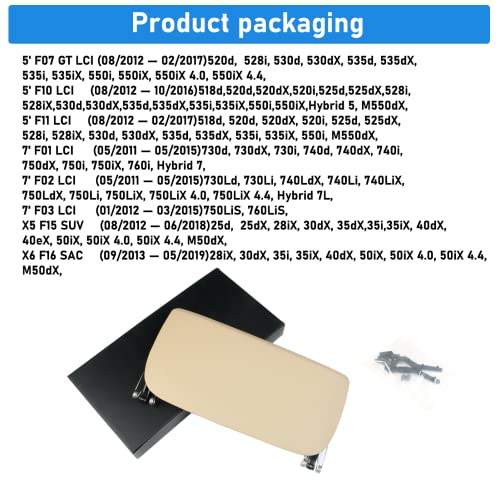 Jaronx Compatible with BMW Seat Back Pocket Cover for 5 Series F10 F11/7 Series F01 F02/X5 F15 /X6 F16, Genuine Leather Driver Side/Passsenger Side Backseat Pocket Cover Replacement-Beige - Image 3