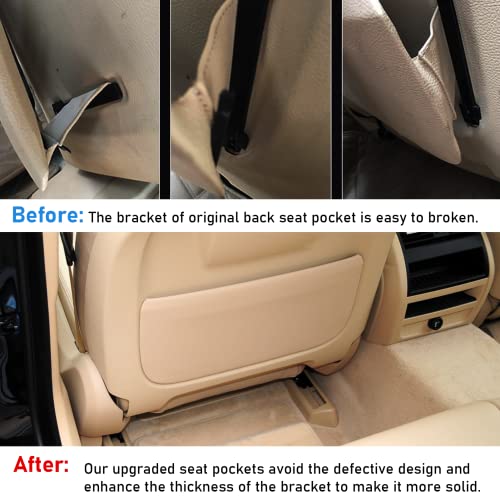 Jaronx Compatible with BMW Seat Back Pocket Cover for 5 Series F10 F11/7 Series F01 F02/X5 F15 /X6 F16, Genuine Leather Driver Side/Passsenger Side Backseat Pocket Cover Replacement-Beige - Image 2