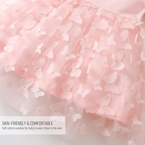 TENTIDE Baby Girl Butterfly Dress Tutu Ruffle Sleeveless Dresses Photograph Party Outfits Birthday Gift(6-12 Months, Pink) - Image 4
