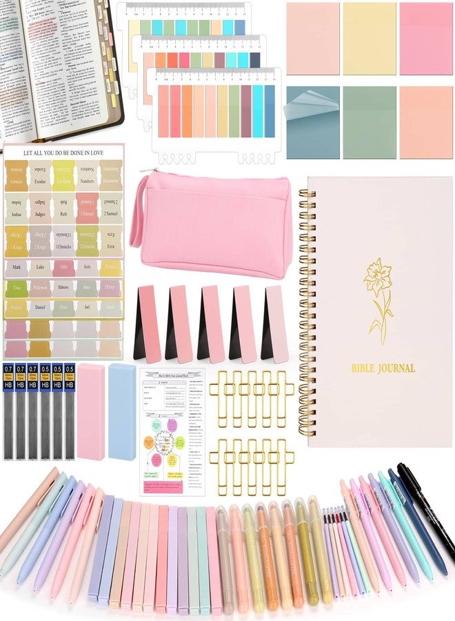 Flasoo 106 Pack Bible Study Supplies Journaling Kit for Women, Church Journal Note Taking Annotation Kit, Tabs and Highlighters Set with Pencil Case and More Bible Accessories Christian Gift - Image 1