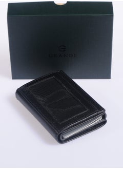 Grande Unisex Genuine Leather Mechanism Card Holder Grerkcz725 Black  - Image 2