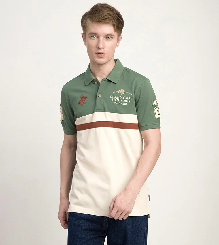 بيفرلي هيلز بولو كلوب تيشيرت بولو قصير الأكمام بياقة وطبعة جرافيك