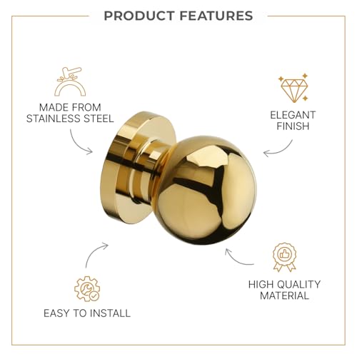 LAPO Cabinet Knobs for Cupboards & Drawers | Stainless Steel Material | Premium PVD Gold Finish | Round Design Furniture Knob| Easy Installation | 3 Years Warranty | Pack of 9 - Image 3