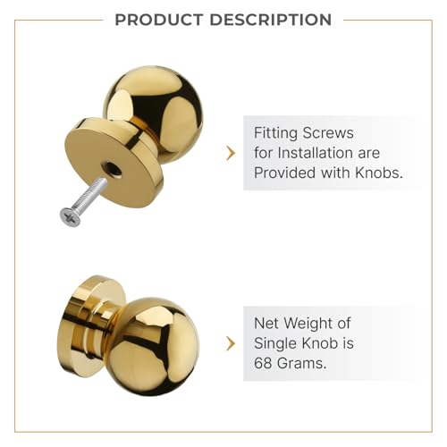 LAPO Cabinet Knobs for Cupboards & Drawers | Stainless Steel Material | Premium PVD Gold Finish | Round Design Furniture Knob| Easy Installation | 3 Years Warranty | Pack of 9 - Image 4
