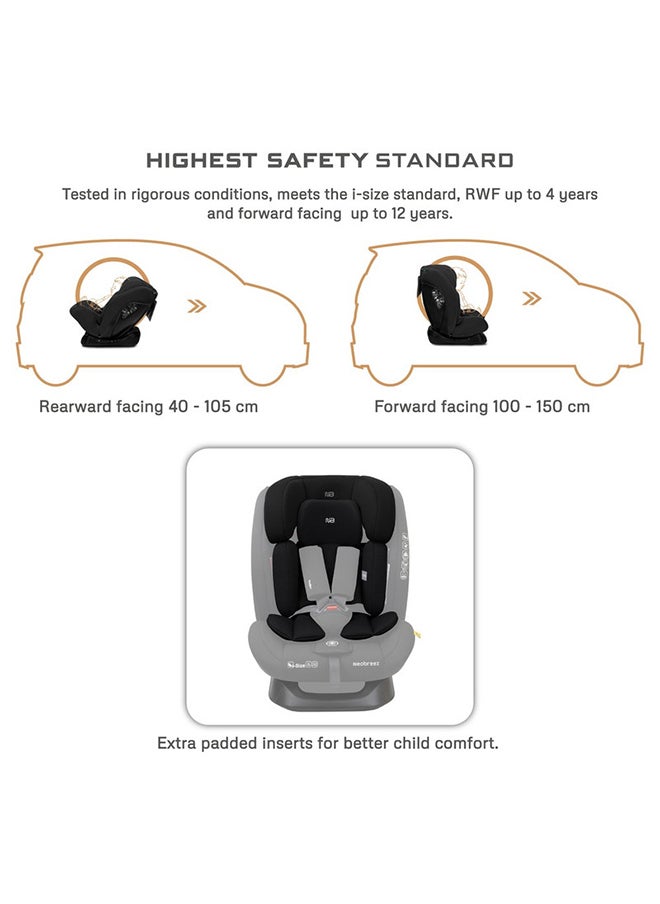 I-Hepta All-In-One Convertible Baby Infant Toddler Car Seat Latest I-Size Ecer129, Recline & Adjustable, Memory Foam, Lumbar & Reducing Cushion Forward & Rear Facing,  Group 0/1/2/3 0-36 Kg, 0-12Years