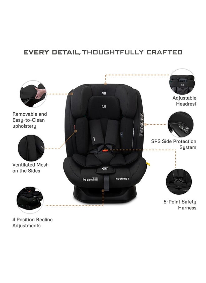 neobreez I-Hepta All-In-One Convertible Baby Infant Toddler Car Seat Latest I-Size Ecer129, Recline & Adjustable, Memory Foam, Lumbar & Reducing Cushion Forward & Rear Facing,  Group 0/1/2/3 0-36 Kg, 0-12Years  - Image 2
