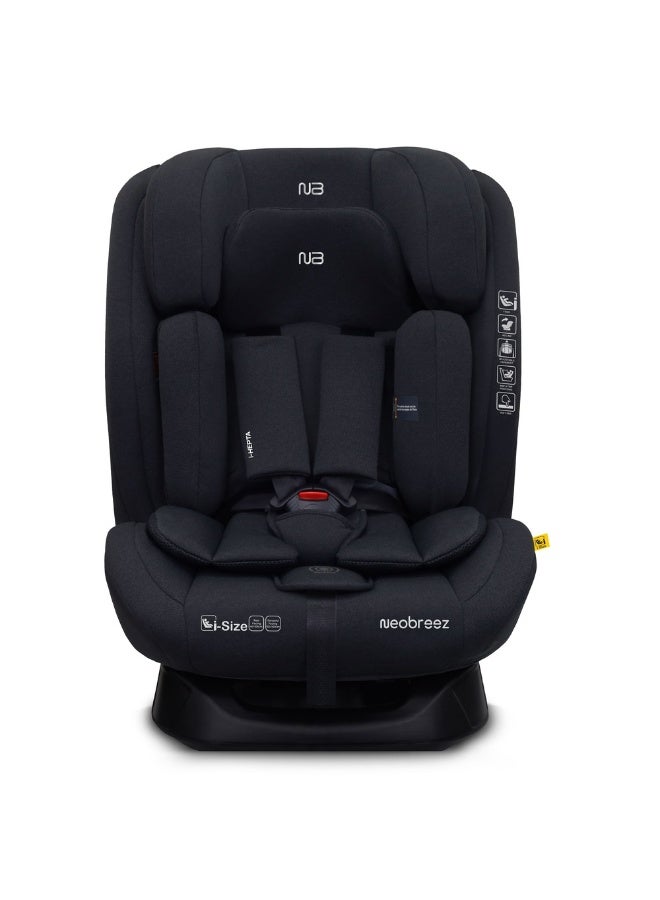 نيوبريز مقعد سيارة للسفر متعدد الوظائف من آي-هيبتا للأطفال من حديثي الولادة حتى  سنة، قابل للتعديل والانحناء، مع وسادة ذاكرة ودعم قطني، - كجم، -، ، حزام خماسي النقاط - Image 1