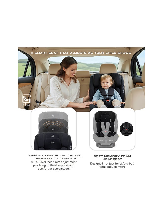 نيوبريز مقعد سيارة للسفر متعدد الوظائف من آي-هيبتا للأطفال من حديثي الولادة حتى  سنة، قابل للتعديل والانحناء، مع وسادة ذاكرة ودعم قطني، - كجم، -، ، حزام خماسي النقاط - Image 5