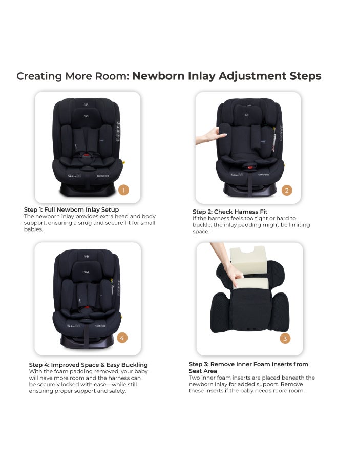 neobreez I-HEPTA All-in-1 Convertible Travel Car Seat for Baby, Toddler Child Girls Boys, i-Size, ECER129, Reclining&Adjustable Memory Foam, Lumbar&Reducing Cushion 0–36kg, 0–12Yrs, Group 0/1/2/3, 5-Point Harness - Image 3