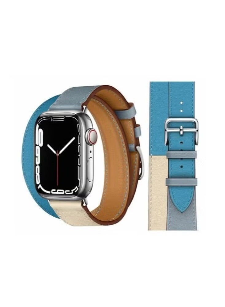 vesus Double Tour Leather Replacement Band For Apple Watch 45/44/42mm