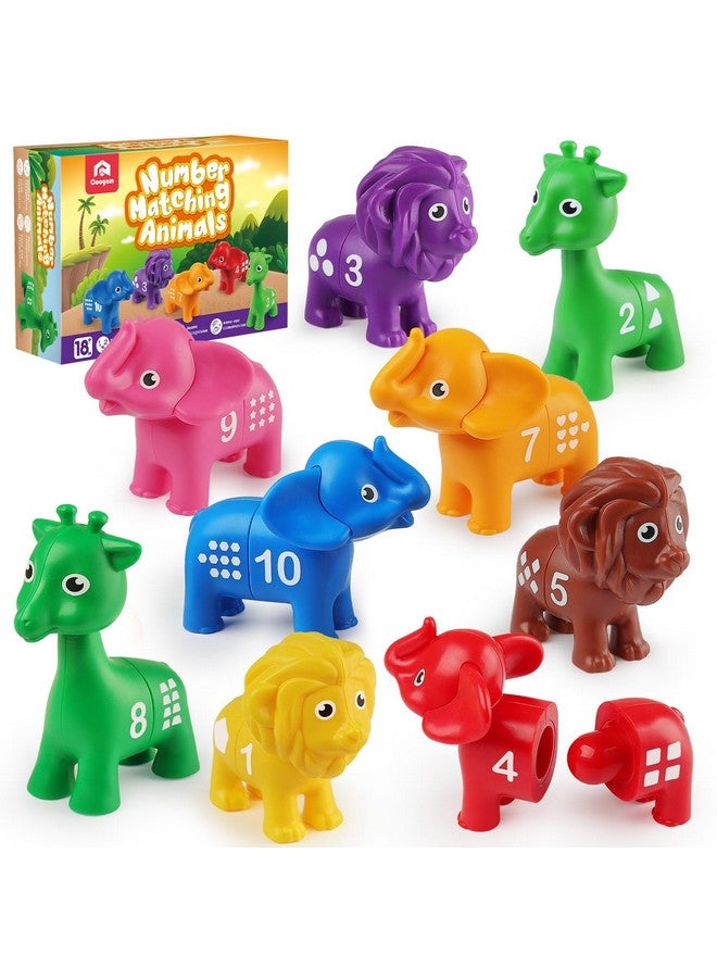 Coogam Number Matching Toy Set, 10pcs Double-Sided Animal Number Counting Game, Preschool Montessori Fine Motor Skill Mathematics Educational Toys for 3 4 5 Year - Image 1