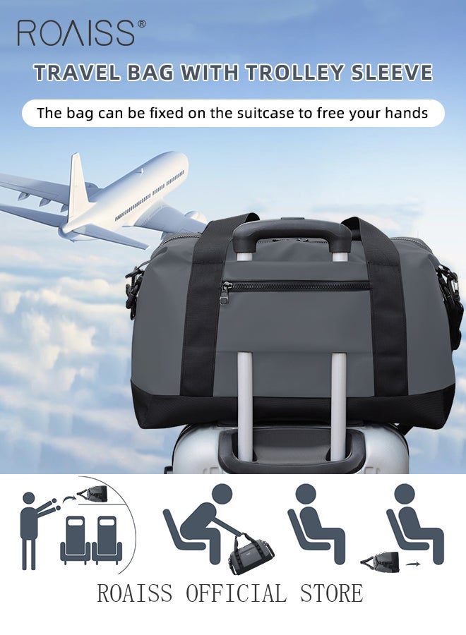 roaiss Waterproof Travel Duffle Bag for Men and Women Large Capacity Simple Versatile Crossbody Travel Bag Fitness Bags Fashionable Short Business Trip Luggage Bag in Dry and Wet Separation  - Image 4