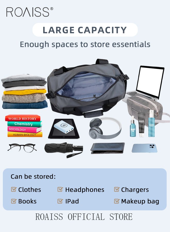 roaiss Waterproof Travel Duffle Bag for Men and Women Large Capacity Simple Versatile Crossbody Travel Bag Fitness Bags Fashionable Short Business Trip Luggage Bag in Dry and Wet Separation  - Image 2