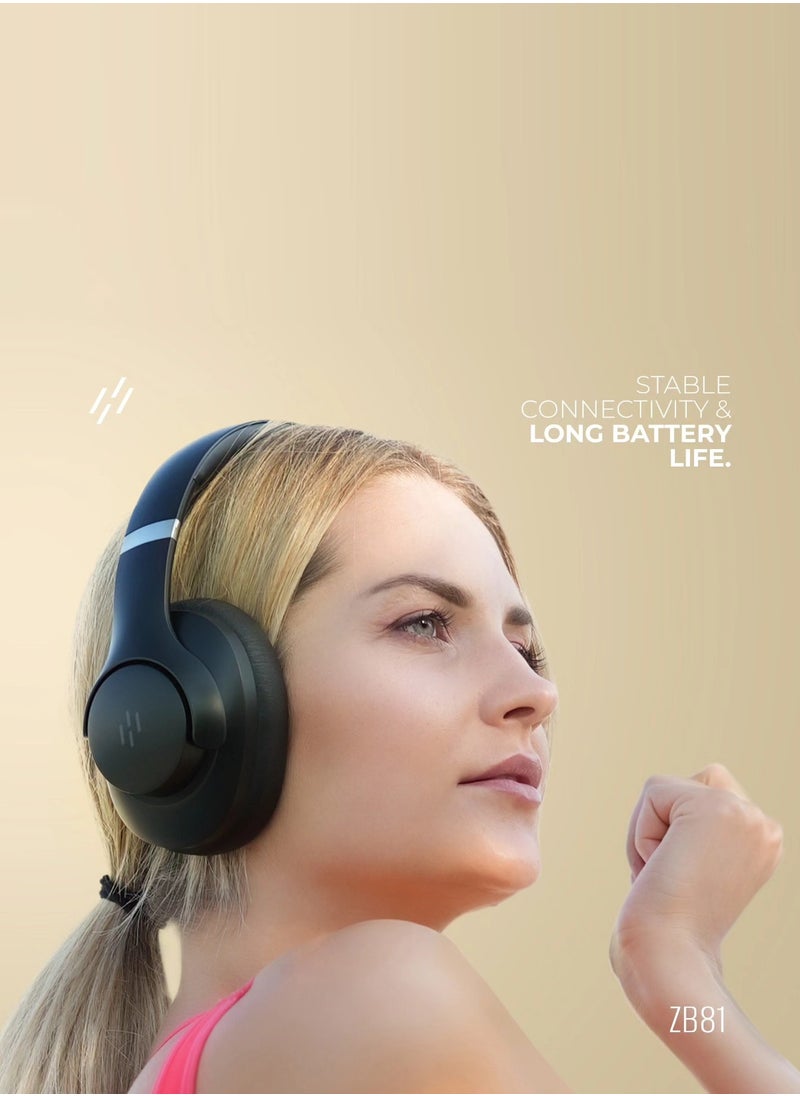HEATZ Wireless Headphones Noise Cancelling Bluetooth V5.3 Over Ear Headphone Pure Sound For Mobile Phones Tablets Laptops Black Universal  - Image 2
