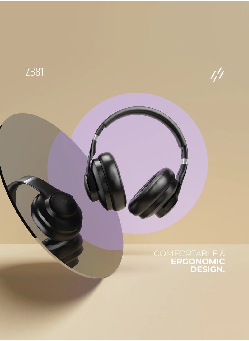 HEATZ Wireless Headphones Noise Cancelling Bluetooth V5.3 Over Ear Headphone Pure Sound For Mobile Phones Tablets Laptops Black Universal  - Image 3