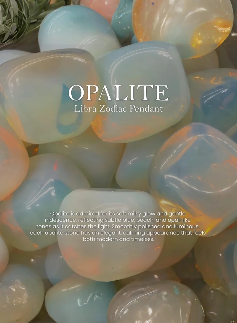 British Fossils قلادة الأبراج برج الميزان بالأوباليت