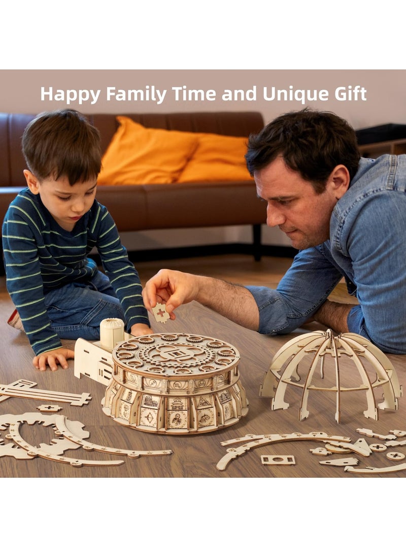 3D Wooden Puzzles for Adults USB Charging Illuminated Globe Music Box DIY LED Wood Model Building Kits with Space Projector Stem Toys for Kids Desk Decor for Boys/Girls Ages 8+ - Image 4