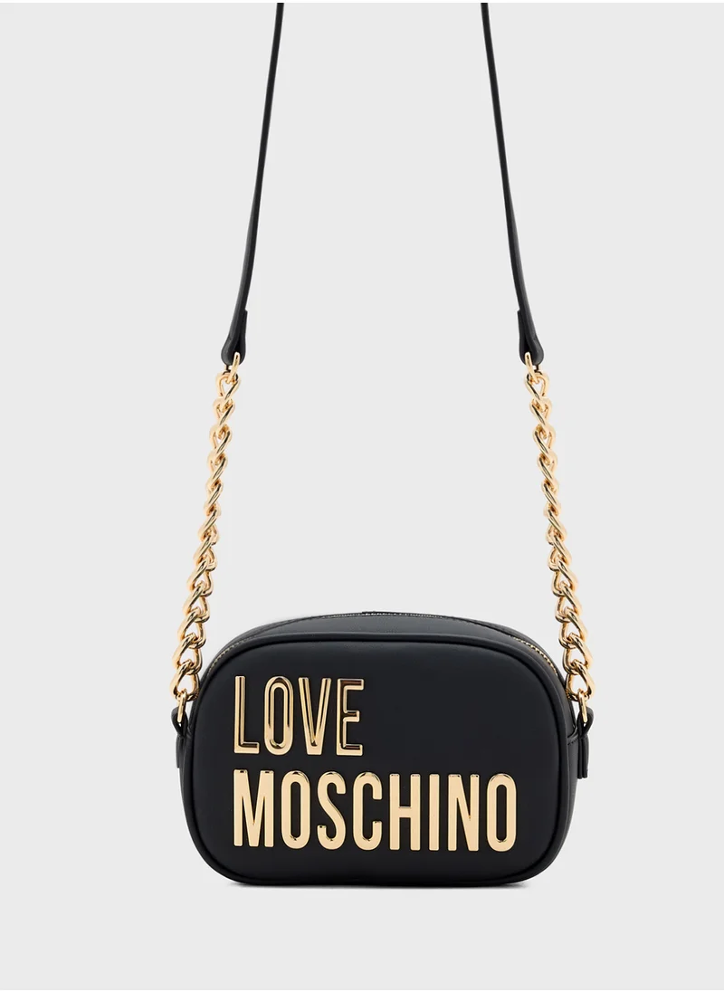 Love Moschino Logo Detailed Zip Over Crossbody