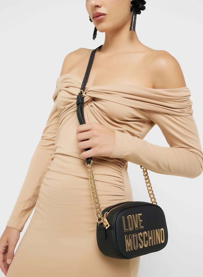 لوف موسكينو Logo Detailed Zip Over Crossbody